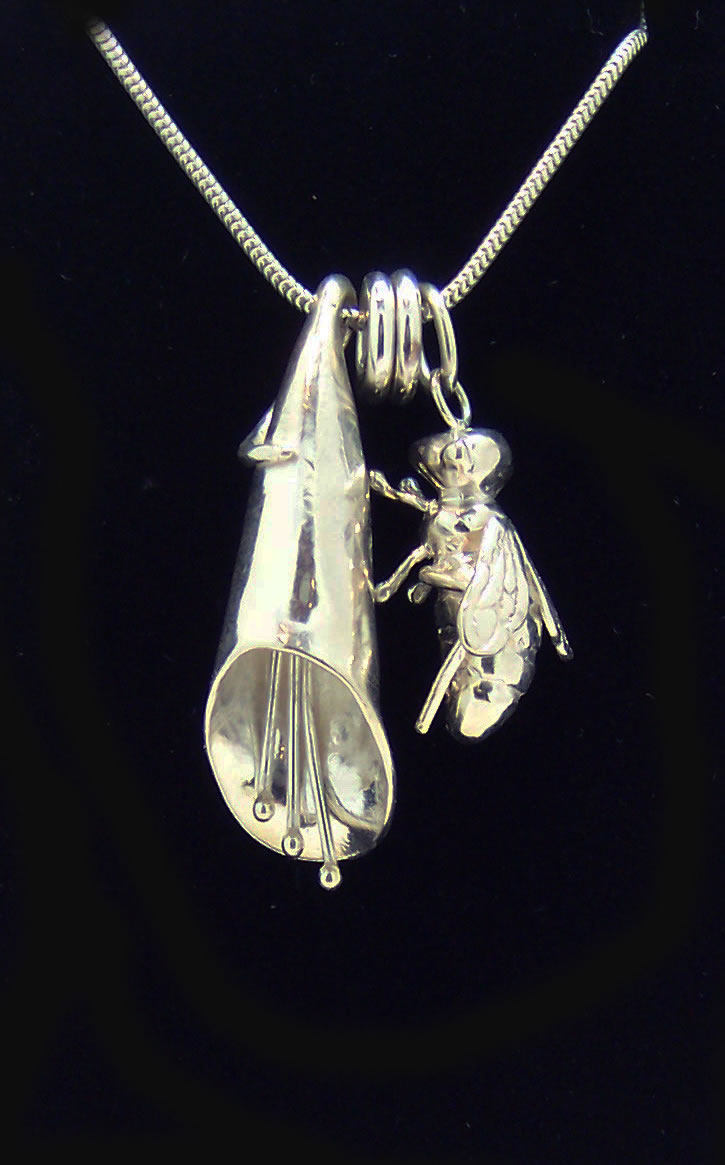 Silver Foxglove and Bee Necklace.jpg